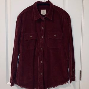 Used AEO Embroidered Corduroy Cabin Shirt